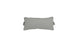The Signature Headrest Pillow by Ledge Lounger is a rectangular lumbar pillow with gray small polka dots, slightly curved edges, and two side straps. Its perfect as a headrest and customizable for personalization. The plain white background enhances its chic design.