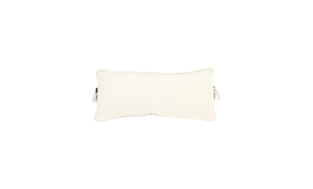 The Signature Headrest Pillow by Ledge Lounger features a cream color with edge piping, set against a white background. It offers customizable options ideal for in-pool relaxation.
