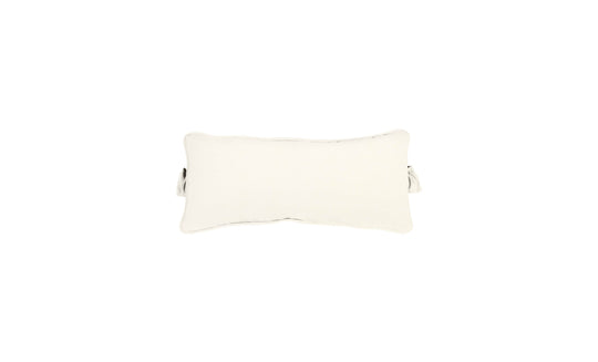 The Signature Headrest Pillow by Ledge Lounger features a cream color with edge piping, set against a white background. It offers customizable options ideal for in-pool relaxation.