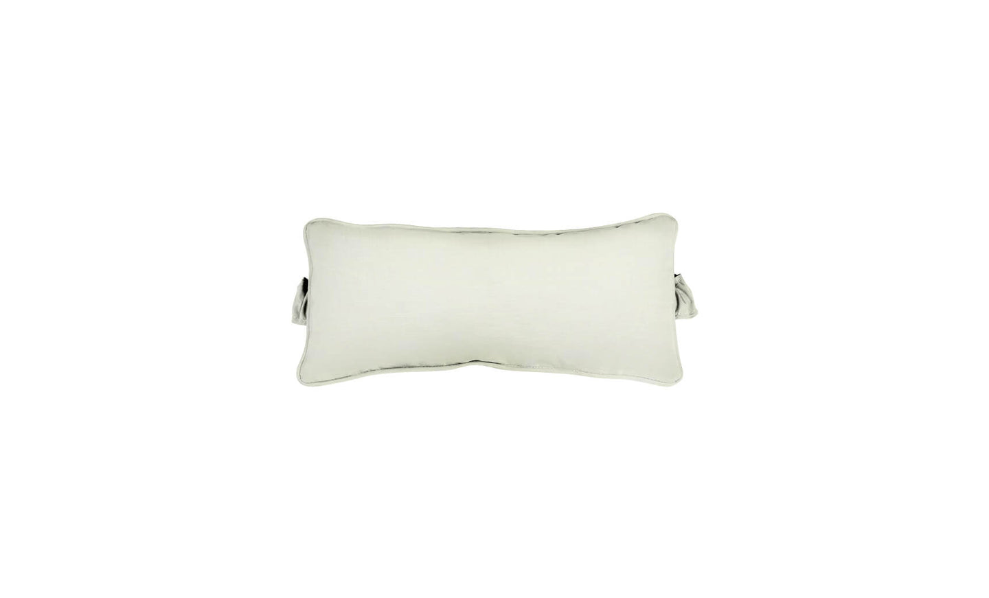 The Signature Headrest Pillow by Ledge Lounger, a rectangular pillow with slightly curved edges in a light color, rests on a white background. It features a small handle and casts a faint shadow, hinting at customizable options for relaxation in the pool.