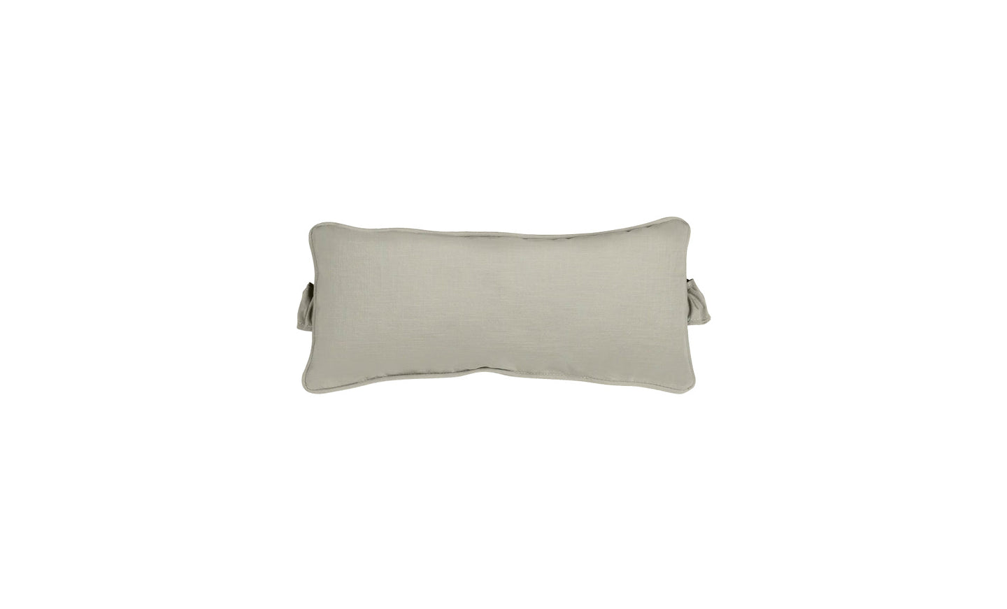 The Signature Headrest Pillow by Ledge Lounger is a rectangular, light beige pillow with a subtle sheen and slightly wrinkled texture, perfect for relaxation in the pool. It has thin, flat edges and is set on a plain white background.