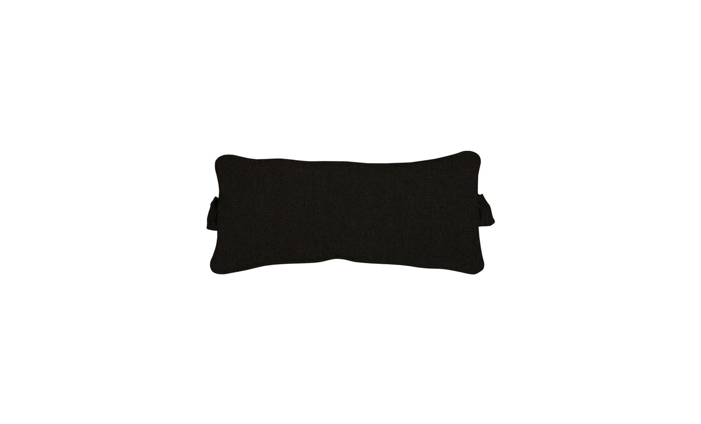 The Ledge Lounger Signature Headrest Pillow is a rectangular black pillow with a soft, textured surface and two small fabric loops on each side, ideal for in-pool relaxation. It’s centrally placed against a white background.
