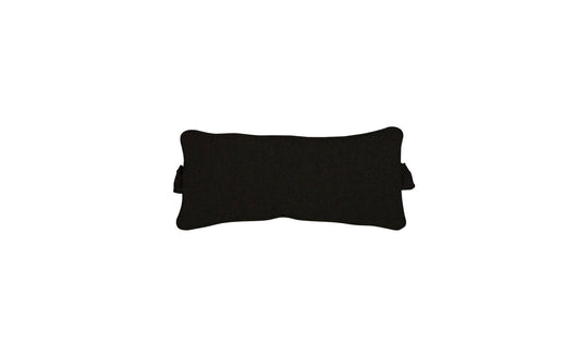 The Ledge Lounger Signature Headrest Pillow is a rectangular black pillow with a soft, textured surface and two small fabric loops on each side, ideal for in-pool relaxation. It’s centrally placed against a white background.