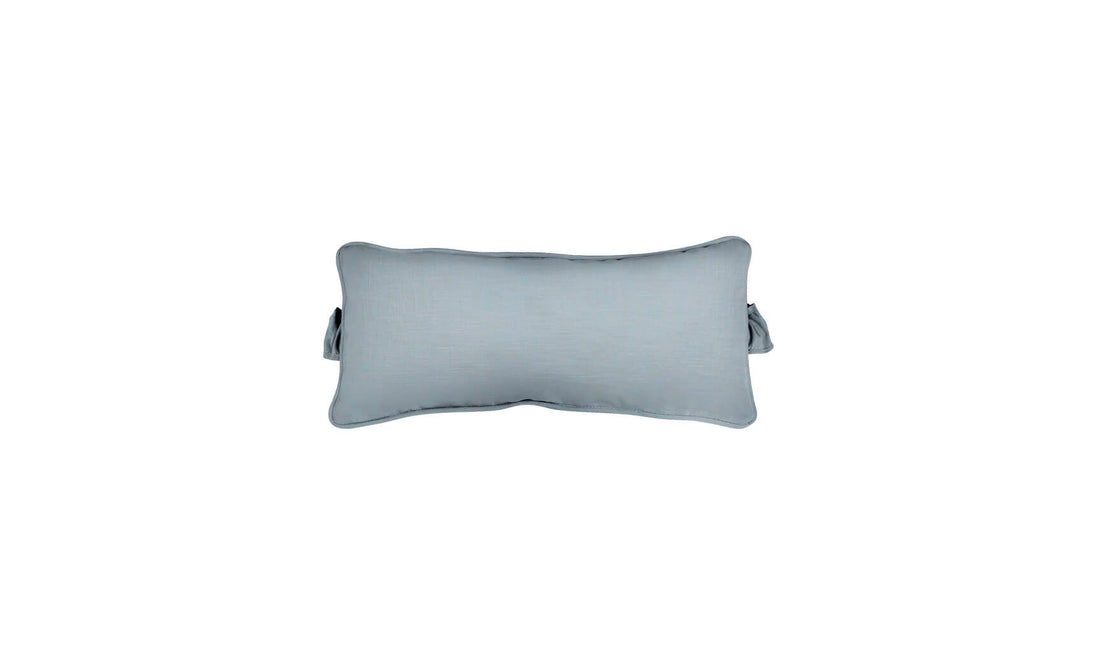 The Ledge Lounger Signature Headrest Pillow is a rectangular light gray pillow with a subtle sheen and softly curved edges, ideal for in-pool relaxation. Its minimalist design on a white background offers customizable options to complement any style.
