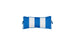 The Ledge Lounger Signature Headrest Pillow is a rectangular in-pool relaxation accessory featuring alternating blue and white vertical stripes on a white background, with blue-outlined edges and small blue handles on each side.