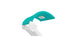 The Ledge Lounger Signature Chaise Shade is a white desk lamp with a signature turquoise shade and a small digital display inside. It showcases a modern and minimalist design.