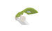 The Signature Chaise Shade by Ledge Lounger features a green canopy with a media viewing window, sleek curves for relaxation, and the brand logo, all in a stylish white design.