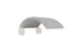 A gray structured fabric canopy with a swirling design, held by two cylindrical wooden bases, provides a modern minimalist look reminiscent of the Ledge Lounger Signature Chair Shade.