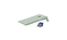 The image shows a light green Cornhole board by Ledge Lounger, featuring a hole on the upper right and angled for an engaging Bean Bag Toss. A blue and gray bean bag rest beside it, part of this portable set.