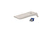 The Ledge Lounger Cornhole set includes a minimalist board design with an angled setup and a hole near one end, accompanied by two bean bags in blue and gray ready for tossing.