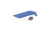 A Ledge Lounger Cornhole board features a circular top hole, with blue and gray bean bags beside it on a white background—perfect for a portable set.