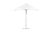 The Essential Fiberglass Umbrella - 8.5 Rectangle Pulley by Ledge Lounger features a sleek metal pole and round base when fully opened. Its minimalist design and wide, flat canopy made from marine-grade fabrics offer ample shade, while corrosion resistance ensures durability against a plain background.
