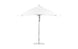 The Essential Fiberglass Umbrella - 8.5 Rectangle Pulley by Ledge Lounger features a sleek metal pole and round base when fully opened. Its minimalist design and wide, flat canopy made from marine-grade fabrics offer ample shade, while corrosion resistance ensures durability against a plain background.