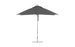 A gray Essential Fiberglass Umbrella by Ledge Lounger features an 8.5 rectangular canopy of marine-grade fabrics with a metal pole and base, standing open and upright against a white background to showcase its elegant durability.