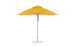 The Ledge Lounger Essential Fiberglass Umbrella features a marine-grade, corrosion-resistant yellow rectangular canopy supported by a sleek silver pole and base. Its modern design offers wide coverage suitable for any outdoor space and is enhanced with an 8.5 rectangle pulley system.