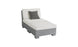 The Ledge Lounger Signature Sectional 2 Piece Sun Chair is a modern gray and white chaise lounge, featuring a dark gray accent pillow. It offers superior relaxation with its cushioned backrest and seat crafted from durable materials, supported by a sturdy base on a plain white background.