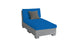 The Signature Sectional 2 Piece Sun Chair by Ledge Lounger offers modern relaxation with a durable gray frame, vibrant blue cushions, and a single gray pillow. Presented on a white background, its sleek design guarantees comfort.