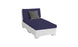 The Ledge Lounger Signature Sectional 2 Piece Sun Chair features a durable white design with navy blue cushions and a small grey throw pillow, offering the ultimate relaxation experience against a plain white background.