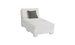 The Signature Sectional 2 Piece Sun Chair by Ledge Lounger features a modern white chaise lounge with white cushions and a small gray pillow. Its minimalist design with a box-like base offers ultimate relaxation. Crafted from durable materials, its set against a plain white background.