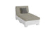 The Ledge Lounger Signature Sectional 2 Piece Sun Chair is a modern white lounge chair made from durable materials, featuring a light grey cushion and darker grey throw pillow. Its minimalist design and low backrest offer refined relaxation against any plain white backdrop.