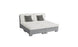 The Signature Sectional 4 Piece Sun Chair by Ledge Lounger is a modern modular sofa with spacious seating, consisting of two sections. Each section features white upholstered cushioned seats and backrests with gray fabric bases, complemented by two square gray pillows for relaxation.