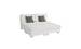 The Signature Sectional 4 Piece Sun Chair by Ledge Lounger is a modern white sectional sofa with spacious seating, featuring two armless sections and backrest cushions. Two gray throw pillows enhance relaxation, and its minimalist design complements contemporary style.