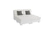 The Signature Sectional 4 Piece Sun Chair by Ledge Lounger is a modern white sectional sofa with spacious seating, featuring two armless sections and backrest cushions. Two gray throw pillows enhance relaxation, and its minimalist design complements contemporary style.