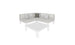The Mainstay Sectional 4 Piece Diamond by Ledge Lounger is a light gray L-shaped sofa with one dark gray and two light gray cushions, creating a cozy corner around a matching square coffee table on a white background.