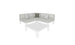 The Mainstay Sectional 4 Piece Diamond by Ledge Lounger is a light gray modular sectional with a minimalist design. It features three cushions—two light gray and one dark gray—and pairs perfectly with a square coffee table, creating an inviting space against a clean white background.