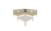 The Mainstay Sectional 4 Piece Diamond by Ledge Lounger forms an inviting L-shaped corner with five square pillows—three light gray and two dark gray. It encircles a beige square coffee table, all set against a simple white backdrop.