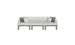 The Mainstay Sectional 3 Piece Sofa by Ledge Lounger is a sleek, light gray set with three seat sections and gray legs. Each end has two cushions, one white and one dark gray, making it perfect against a white outdoor backdrop for a modern look.