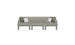 The Mainstay Sectional 3 Piece Sofa by Ledge Lounger is a minimalistic grey sectional with three sections, featuring two decorative pillows—one grey and one white—on each end, set against a plain white background.