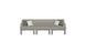 The Mainstay Sectional 3 Piece Sofa by Ledge Lounger is a minimalistic grey sectional with three sections, featuring two decorative pillows—one grey and one white—on each end, set against a plain white background.