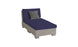 The Signature Sectional 2 Piece Sun Chair by Ledge Lounger features a gray upholstered chaise lounge with dark blue cushions and a gray throw pillow. Crafted from durable materials, it boasts a simple, modern design with four square legs, perfect for casual or contemporary settings.