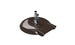 The Aluminum Umbrella Base by Ledge Lounger, in dark brown with a round design, features a durable powder-coated aluminum build. It includes a sleek silver pole, two adjustment knobs for stability, and a handle for easy mobility against the plain white background.