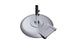 The Ledge Lounger Aluminum Umbrella Base is a round, powder-coated aluminum base with a vertical pole holder, two tightening knobs, and a flat extension for stability. It features a smooth, reflective silver surface to ensure enhanced umbrella security.