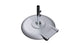 The Ledge Lounger Aluminum Umbrella Base is a round, powder-coated aluminum base with a vertical pole holder, two tightening knobs, and a flat extension for stability. It features a smooth, reflective silver surface to ensure enhanced umbrella security.