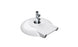The Ledge Lounger Aluminum Umbrella Base features a white, powder-coated aluminum dome base with a vertical pole and adjustable knobs for secure umbrella placement. It includes wheels for easy mobility, ensuring sturdiness and versatility.