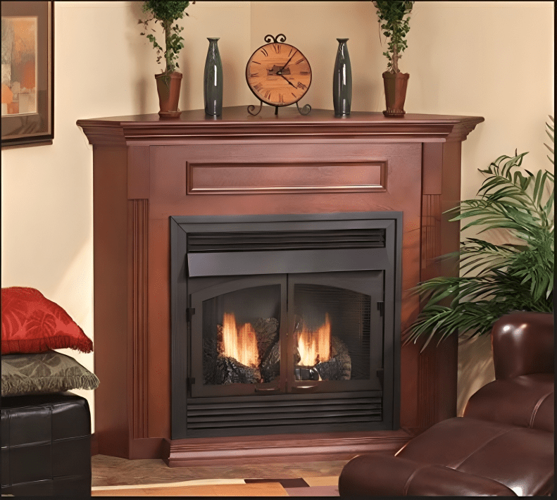 American Hearth 24-inch Corner Dark Oak Mantel with Base EMC22DO