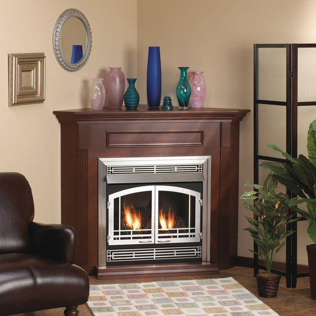 American Hearth 24-inch Corner Cherry Mantel with Base EMC22C