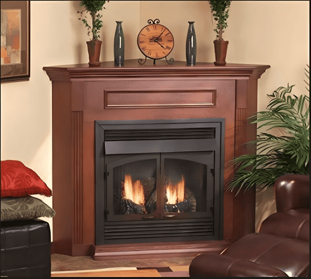 American Hearth 26-inch Corner Oak Mantel with Base EMBC11SO