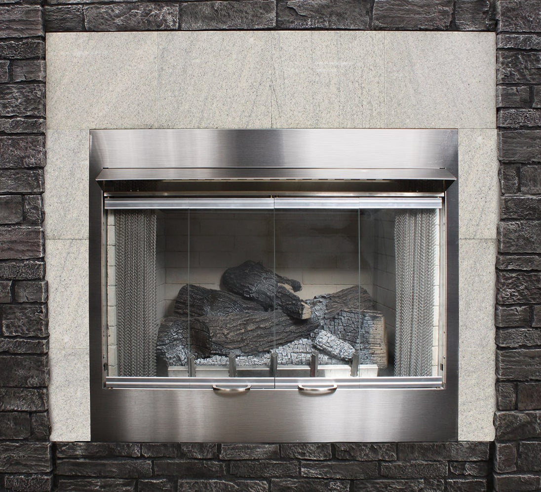 American Hearth 36-inch Stainless Steel Bi-Fold Glass Door BDO36SS