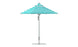 Introducing the Ledge Lounger Premier Aluminum Umbrella - 7.5 Octagon Pulley: A beach umbrella with a teal and white striped, wind-resistant canopy made of marine-grade fabrics, a round base, and sturdy metal pole for stylish and reliable sun protection.