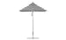 The Ledge Lounger Premier Aluminum Umbrella - 6.5 Square Pulley, a wind-resistant outdoor accessory, features a sleek black-and-white striped canopy made from marine-grade fabrics and an aluminum pole. Its round base makes it perfect for providing shade in any patio or garden setting.