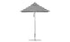 The Ledge Lounger Premier Aluminum Umbrella - 6.5 Square Pulley, a wind-resistant outdoor accessory, features a sleek black-and-white striped canopy made from marine-grade fabrics and an aluminum pole. Its round base makes it perfect for providing shade in any patio or garden setting.
