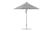 The Ledge Lounger Premier Aluminum Umbrella - 7.5 Octagon Pulley boasts a black and white striped marine-grade fabric canopy, supported by a metal pole with a round base. Its wind resistance is showcased as it stands open against a plain white backdrop, offering expansive coverage.