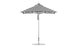 The Ledge Lounger Premier Aluminum Umbrella - 7.5 Square Pulley is a black and white striped outdoor umbrella with a pointed top, crafted from wind-resistant marine-grade fabrics, featuring a sleek metallic pole and sturdy round base.