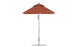 The Ledge Lounger Premier Aluminum Umbrella - 6.5 Square Pulley features marine-grade fabric in brown, a silver pole with a round base, and a pointed top for wind resistance. Designed for outdoor use, it offers shade and sunlight protection.