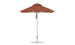 Against a plain white background, the Ledge Lounger Premier Aluminum Umbrella - 7.5 Square Pulley in rust-orange stands upright, crafted from marine-grade fabrics with a silver pole and round base, highlighting its wind-resistant design.
