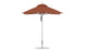 Against a plain white background, the Ledge Lounger Premier Aluminum Umbrella - 7.5 Square Pulley in rust-orange stands upright, crafted from marine-grade fabrics with a silver pole and round base, highlighting its wind-resistant design.